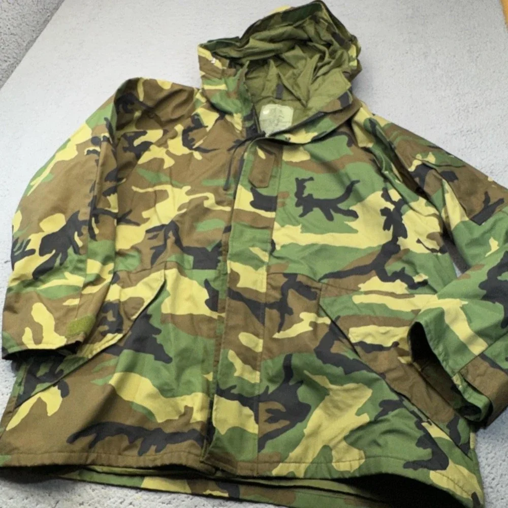 Vintage US Army Jacket Mens XLT Long Woodland Camouflage Parka ECWCS 1996 Gore